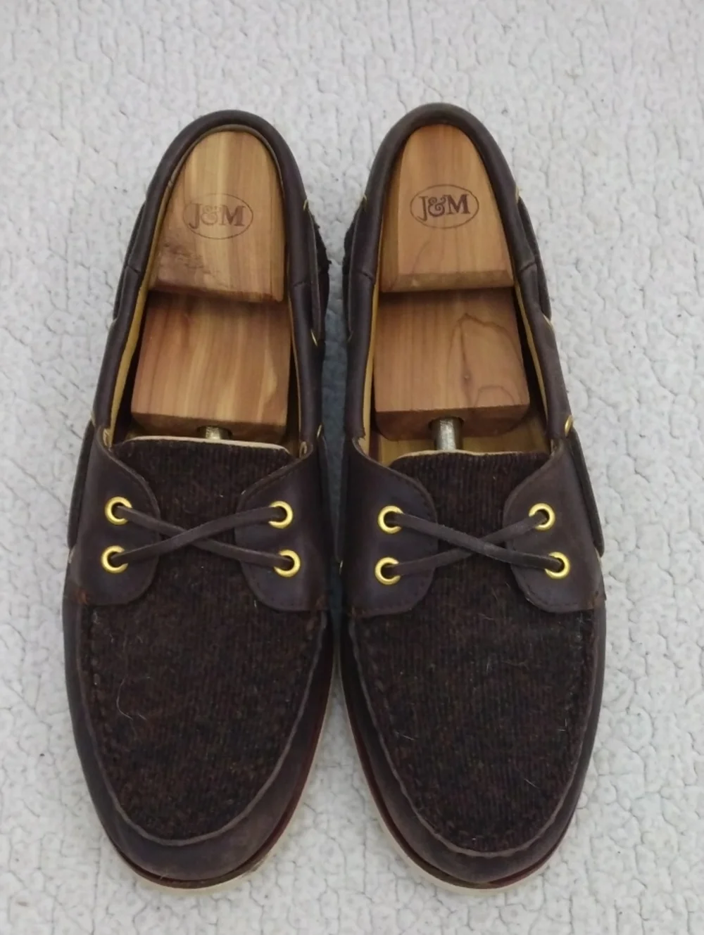Sperry Gold Cup Dark Brown Leather/Wool Boat Shoes  10.5